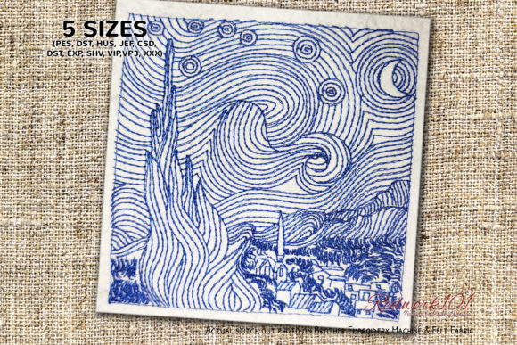 Starry Night by Van Gogh Redwork Review
